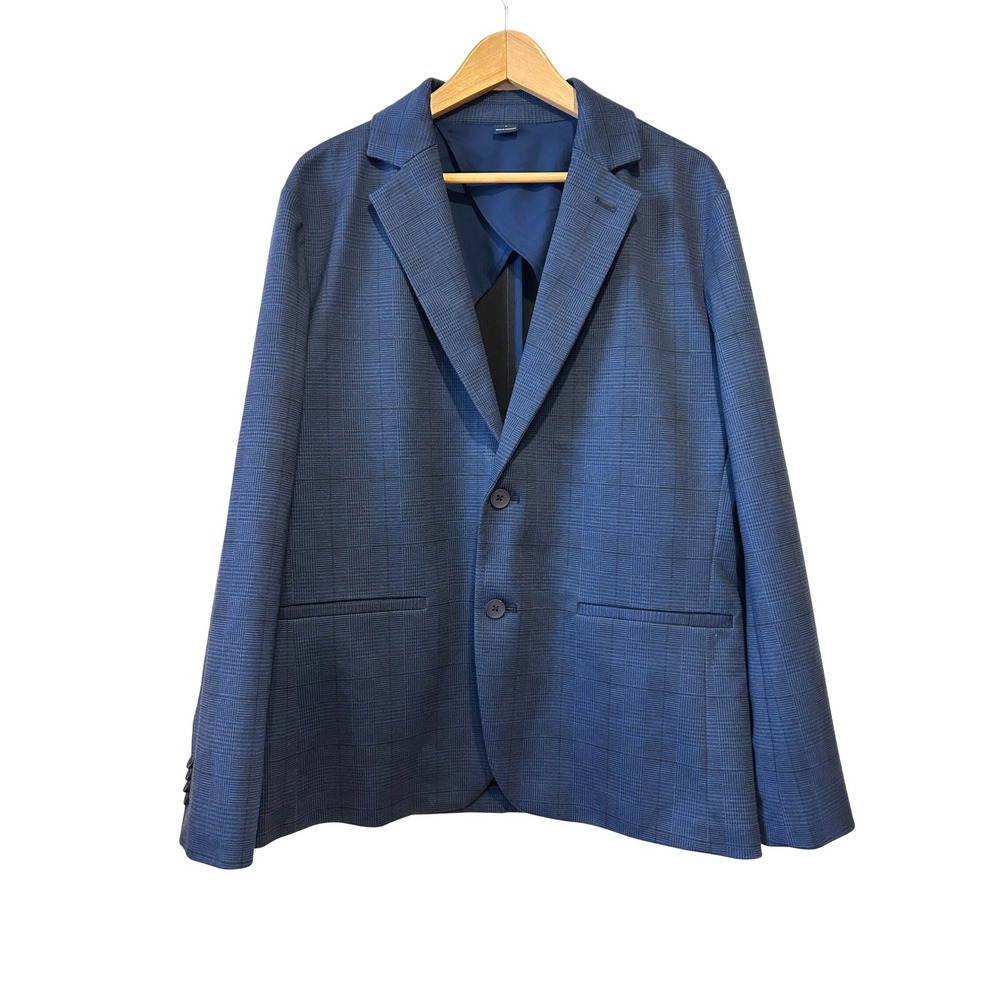 Mizzen Main Blazer Jacket Sz L Blue Glen Plaid Performance Stretch Modern Preppy
